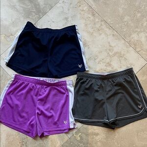 Justice Girls size 14 mesh Athletic Shorts Set - Navy, Purple, Gray